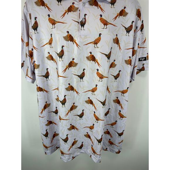 Waggle Golf Polo Pheasants Print Size 3XL Performance Stretch - Picture 8 of 9